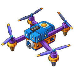 Whimsical cartoon drone ready for a fun adventure, aerial photography or video project