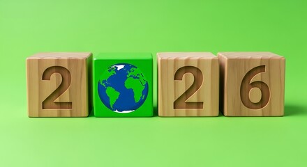 Wooden blocks with numbers and globe earth