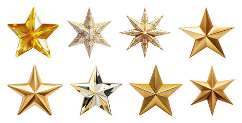 Obraz premium PNG Golden stars decorative elements, element set on transparent background