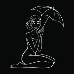 Minimal Line Art Woman Face Vector