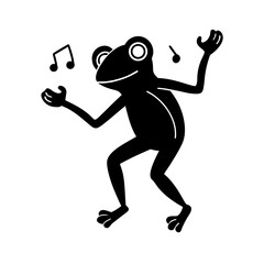 frog wearing headphones dancing to music party
