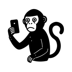 monkey holding smartphone confused tech fail