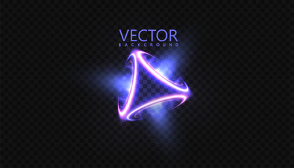 A glowing triangular portal with a subtle magic cube effect, soft haze, and fine sparks. A vector element for design and illustrations on a dark background. © MAKSYM
