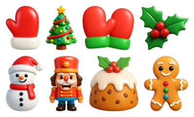PNG Festive holiday icons collection, element set on transparent background