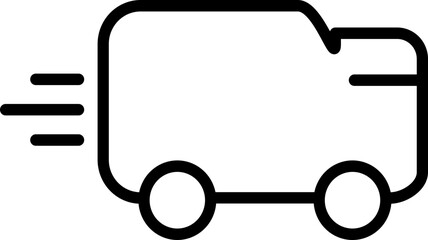 Delivery Truck Simple Flat Black Line Icon