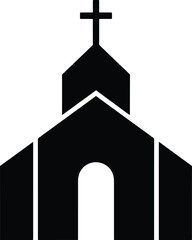 Simple black and white church icon vector illustration graphic design