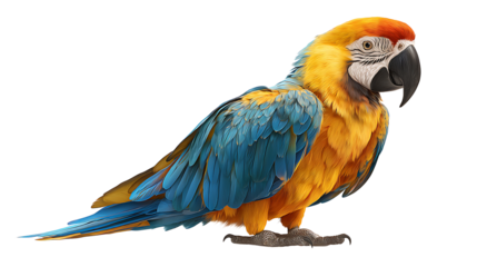 parrot with colorful feathers isolated on a white background
