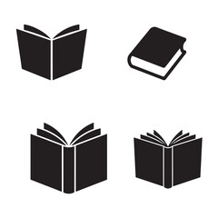 Book silhouette vector set with classic and modern book icons