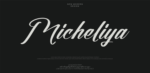 Obraz premium Elegant awesome alphabet letters font and number. Classic Lettering Minimal Fashion Designs. Typography fonts regular uppercase and lowercase. vector illustration