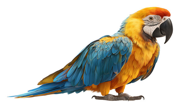 parrot with colorful feathers isolated on a white background