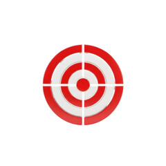 3d illustration of red and white target with crosshairs isolated on transparent background