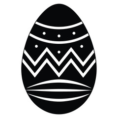 Isolated egg shape displays bold zigzag and line patterns in simple monochromatic palette