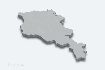 Fototapeta premium Armenia 3d map with borders regions