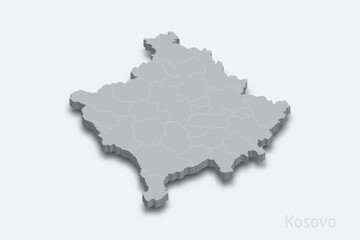 Obraz premium Kosovo 3d map with borders regions