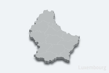 Obraz premium Luxembourg 3d map with borders regions