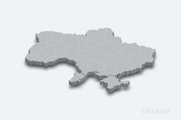 Ukraine 3d map with borders regions © magr80
