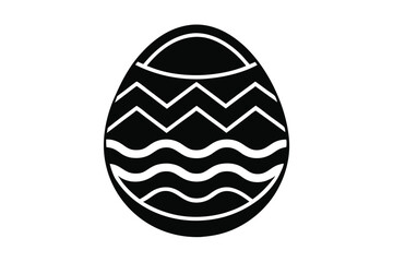 Ornamental egg showcases simple geometric motifs rendered in bold black and white style