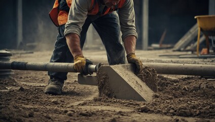 Roadworks, workers and road equipment