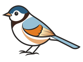 Obraz premium Chickadee Bird Vector Art Illustration on White Background