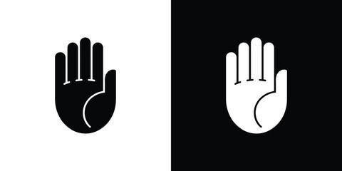 Fototapeta premium Monochrome Hands Open Palm Silhouette Minimalist Gesture Symbol Sign Flat Isolated