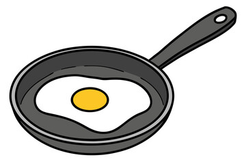 Sunny Side Up Egg in Pan Minimalist Vector Art Design
