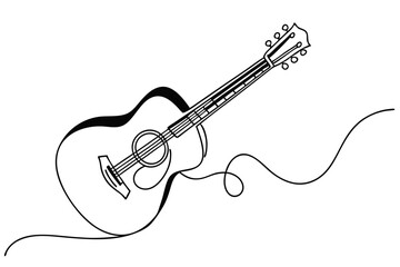 Fototapeta premium Guitar Line Drawing Minimalist Music Instrument Vector Art