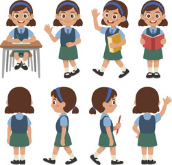 Student Girl Character Creator Kit  Classroom and Education Pose Collection
