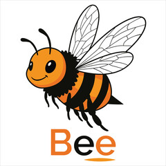 Flying bee cartoon insect orange