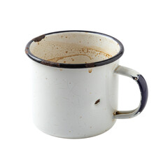 Old Rustic Enamel Mug with Scratches and Stains