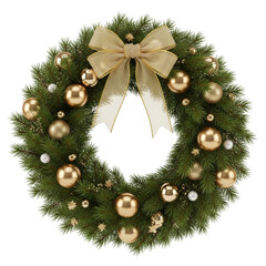 diverse Christmas wreath with decoration on white background. Holiday season festive illustrations.