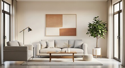 Stylish Living Room Interior Design with Modern Furniture and Natural Light