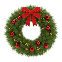 diverse Christmas wreath with decoration on white background. Holiday season festive illustrations.
