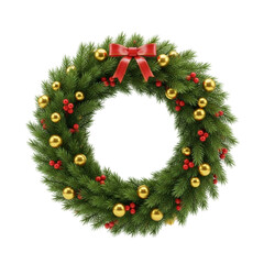 diverse Christmas wreath with decoration on white background. Holiday season festive illustrations.