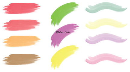 Vibrant watercolor brush strokes on white background, colorful artistic paint texture design, Soft pastel watercolor brush stroke palette, light artistic paint texture background