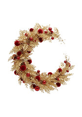 diverse Christmas wreath with decoration on white background. Holiday season festive illustrations.