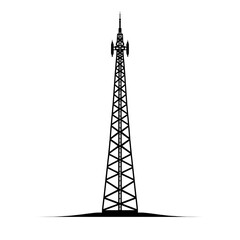 Telecom Tower Vector &ndash; Communication and Signal Transmission Illustration