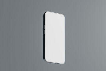 Mockup of smartphone standing on simple gray background