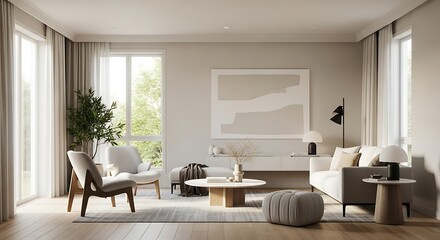 Elegant Living Room Interior Design with Natural Light and Neutral Colors