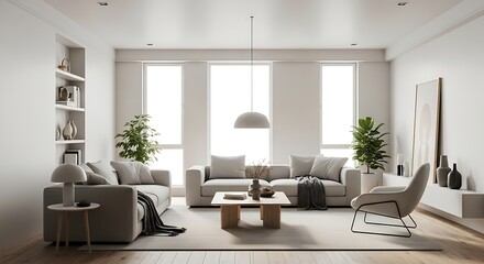 Spacious, Bright Modern Living Room Interior Design Featuring Comfortable Furniture and Decor