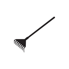 Garden rake silhouette vector flat illustration design on white background