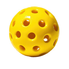 Fototapeta premium Bright yellow pickleball with holes png sport png paddle png game png ball png court png equipment png plastic png training png recreation png transparent background image