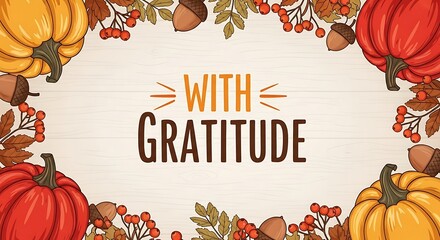 Express sincere gratitude with this charming autumnal harvest design for Thanksgiving celebrations