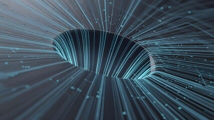 A 3D abstract concept of the singularity a single, infinitely dense point of light pulling in all surrounding data streams and circuits