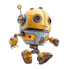 Cheerful cartoon robot walking png character png cute png tech png 3D png AI png friendly png toy png animation png fun png transparent background image