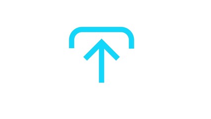 Clean minimalist graphic icon representing an upload or transfer action with a bright blue arrow against a white background