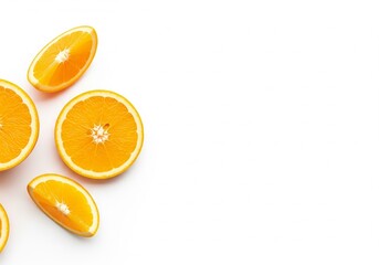 Slices of orange fruit on a white background.