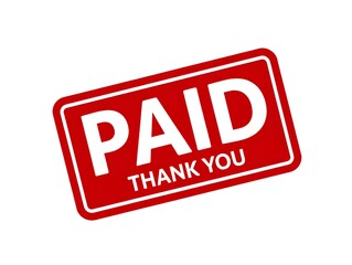 Red paid stamp isolated on white background with thank you