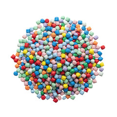 Heap of Assorted Colorful Recycled Plastic Pellets