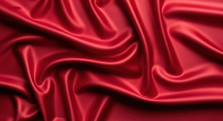 Fototapeta premium Luxurious red satin fabric with elegant folds and smooth texture