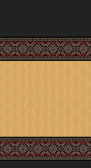 Ornate Decorative Ornamental Border with Traditional Floral Pattern and Golden Background